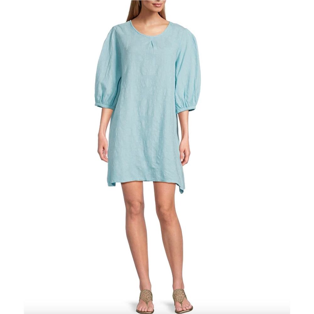 Bryn Walker Lucien Floral Cotton Jacquard Mini Dress Lightweight Blue Medium NWT